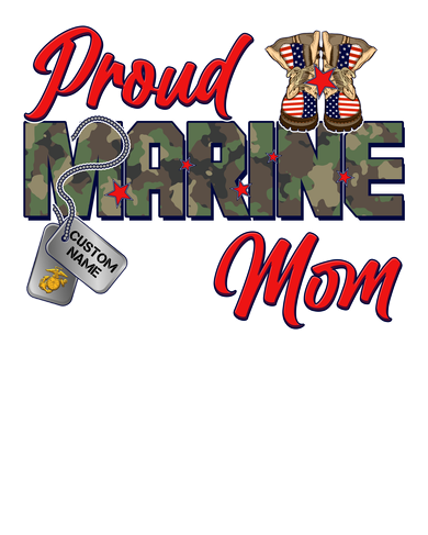 Proud Marine Mom Personalize Dog Tags Women's Long Sleeve Shirt
