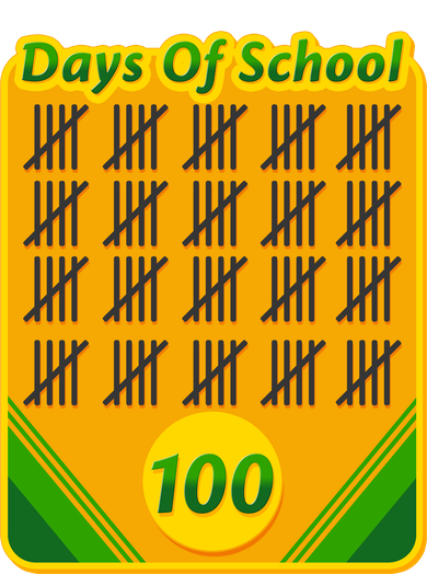 One Hundred Days Of School Crayons Button