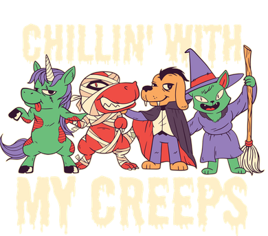 Chillin With My Creeps Halloween Animals Toddler Hoodie
