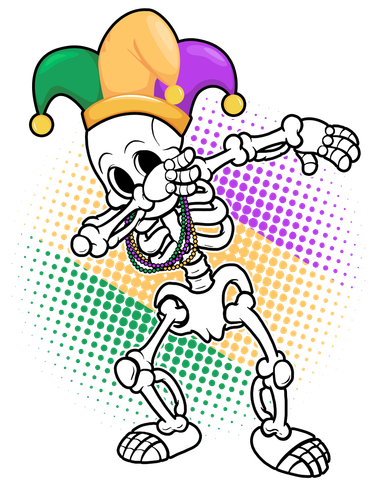 Dabbing Mardi Gras Skeleton Toddler Long Sleeve