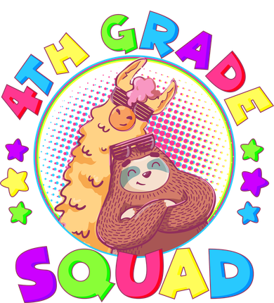 4th Grade Squad Llama Sloth Kids Long Sleeve Shirt