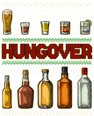 Funny Hungover Drunk Ugly Christmas Sweater Kids Hoodie