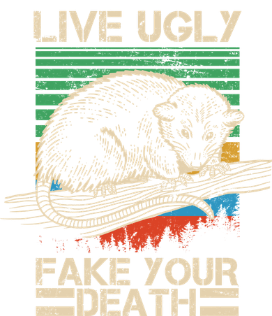 Live Ugly Fake Your Death Retro Vintage Opossum Doggie Tank