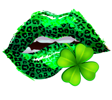 St Patrick's Day Leopard Print Lipstick Shamrock Button