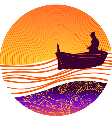 Retro Fisherman Boat Emblem Coaster