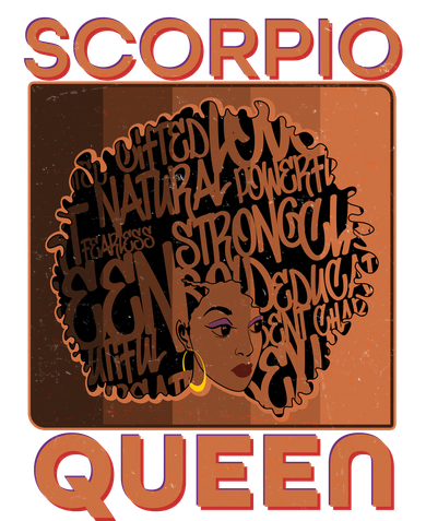 Cool Retro Scorpio Queen Afro Woman Button