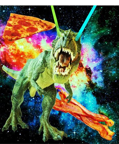 Space Hunger Wars T-Rex Pizza Bacon Kids T-Shirt