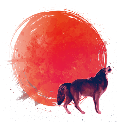 Watercolor Red Moon and Howling Wolf Toddler Hoodie