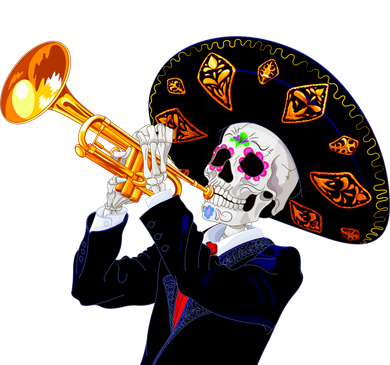 Cinco De Mayo Sugar Skull Playing Trumpet Magnet