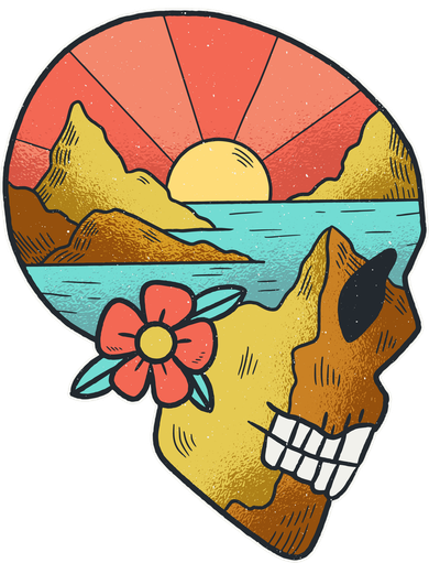 Skull Landscape Sunset Button
