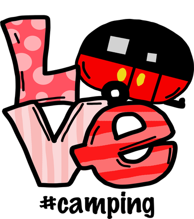 Love Camping Cartoon Button