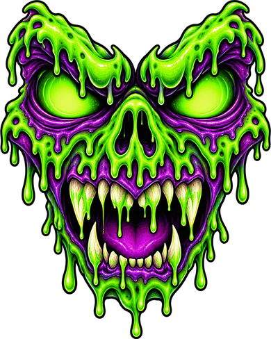 Neon Slime Skull Monster Face Costume Doggie Tank