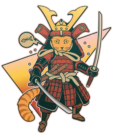 Cool Vintage Japanese Neko Cat Samurai Warrior Women's Tank Top