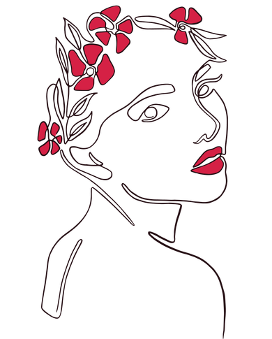 Lady Floral Outline Illustration Button
