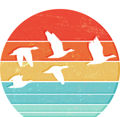 Retro Duck Hunting Sunset Button