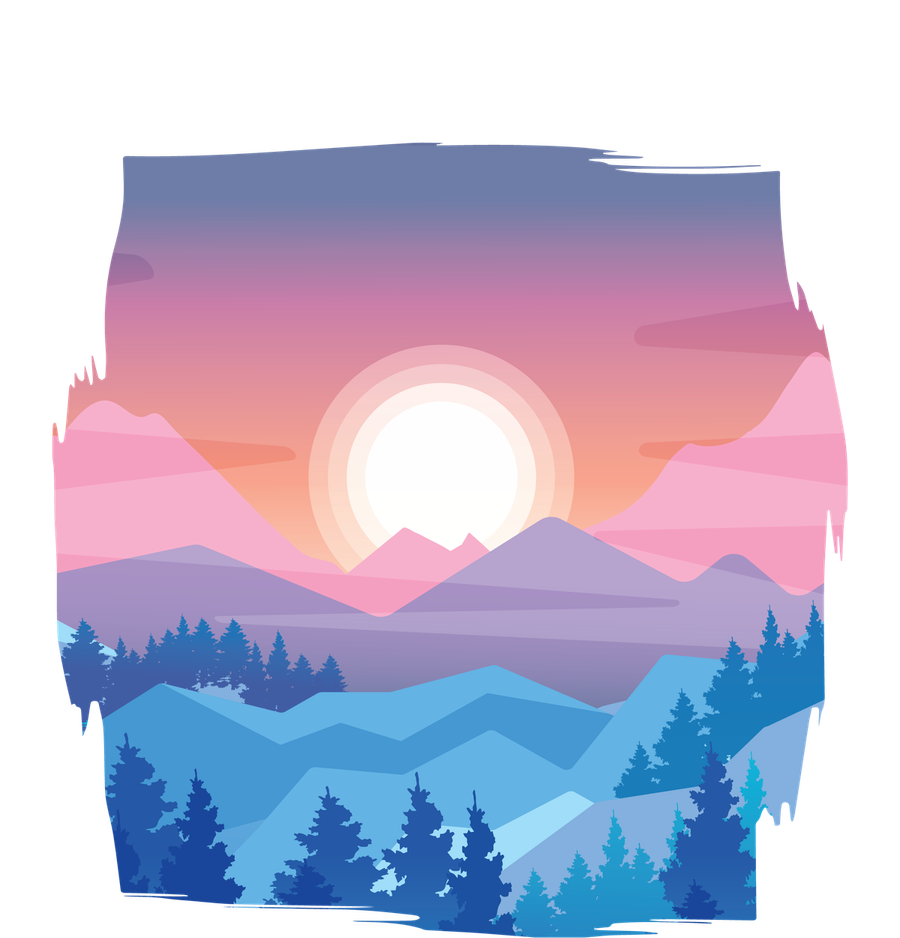 Sunset Mountain Ceramic Ornament: Design artwork — front
