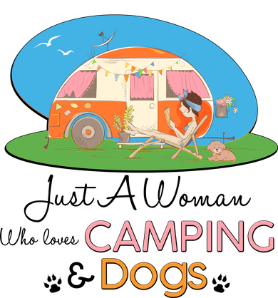 Just A Woman Who Loves Camping & Dogs Button