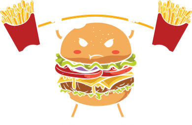 Burger Lifting Fries Funny Food Graphic Plus Size Shirt For Girl Boy Unisex Baby Bodysuit