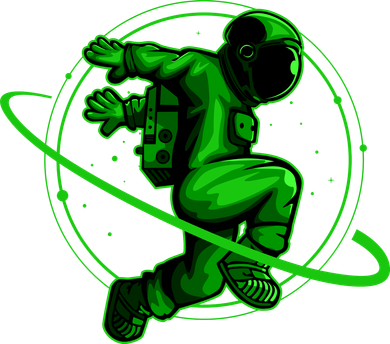 Cool Green Space Astronaut Jumping Retro Baby Bodysuit