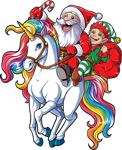 Christmas Santa Elf Riding Unicorn Xmas Gifts Girls Women Baby Bodysuit