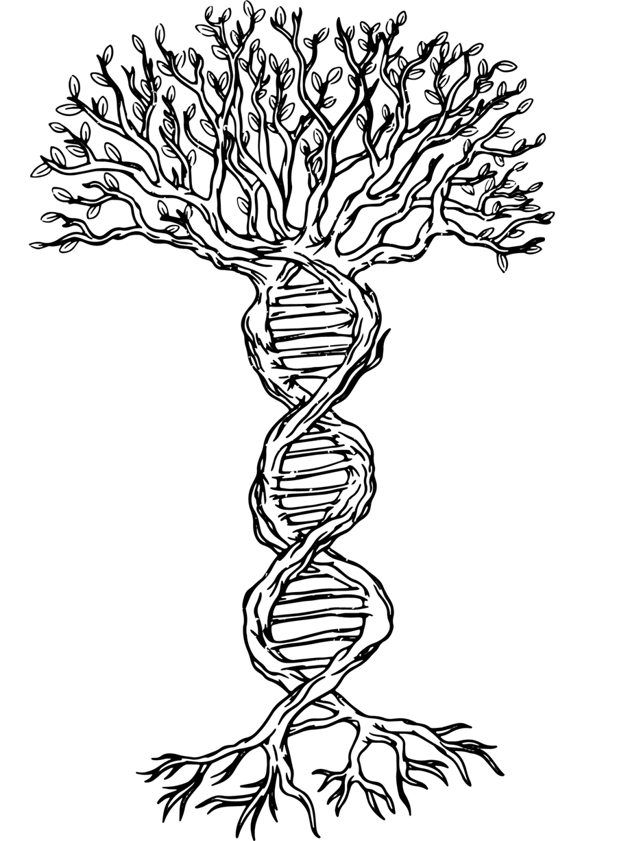 DNA Tree Ceramic Ornament: Design artwork — front