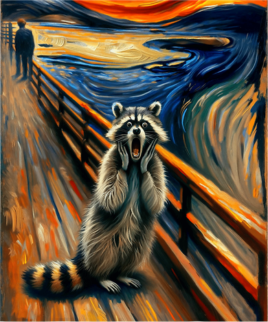 Expressionist Scream Raccoon Lovers | Artistic Raccoon Women's V-Neck T-Shirt