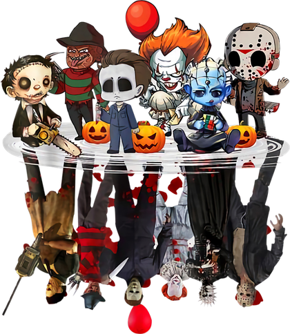 Funny Halloween, Cute Halloween, Cute Horror Movie Chibi Character Water Reflect T-Shirt