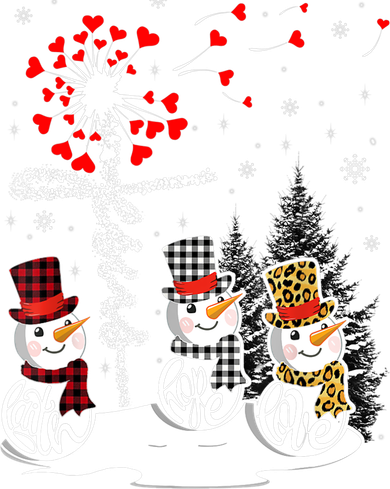 Faith Hope Love Snowman Jesus Dandelion Christian Christmas TShirt Women's V-Neck T-Shirt