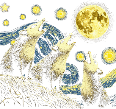 Funny Possums Howling at Full Moon Starry Night Opossum Baby Bodysuit