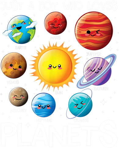 Just A Boy Who Loves Planets Solar System Space Science Gift T-Shirt
