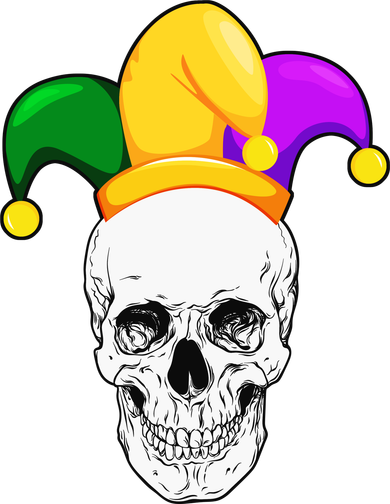 Mardi Gras Skull Parade Jester Short Acrylic Beanie
