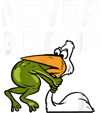 Never Give Up Frog Bird Choking Funny Motivation Baby Bodysuit