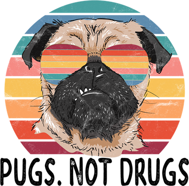 Pugs Not Drugs Funny Pug Lover Retro Vintage Gift T-Shirt