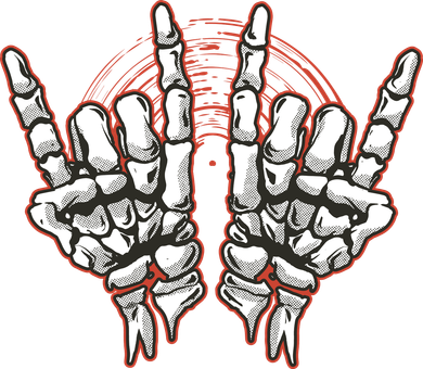 Skeleton Hands Rock And Roll Women's V-Neck T-Shirt