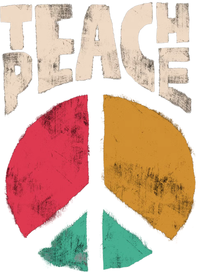 Teach Peace Teacher's Day 2022 Vintage Peace Sign Women's V-Neck T-Shirt