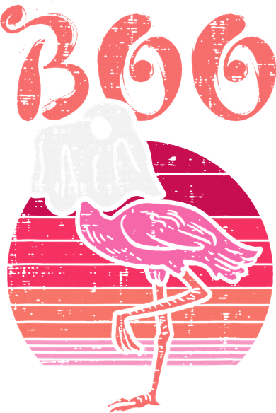 Vintage Halloween Flamingo Ghost Sunset Print T-Shirt