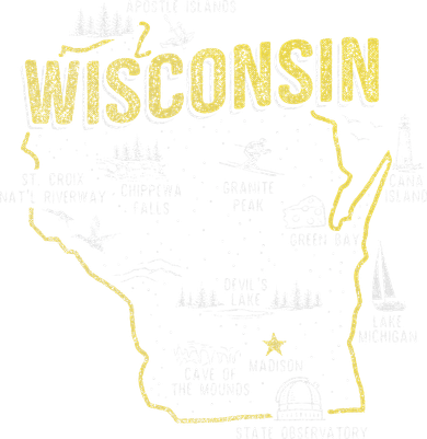 Wisconsin Map Of Memorable Spots Women's V-Neck T-Shirt