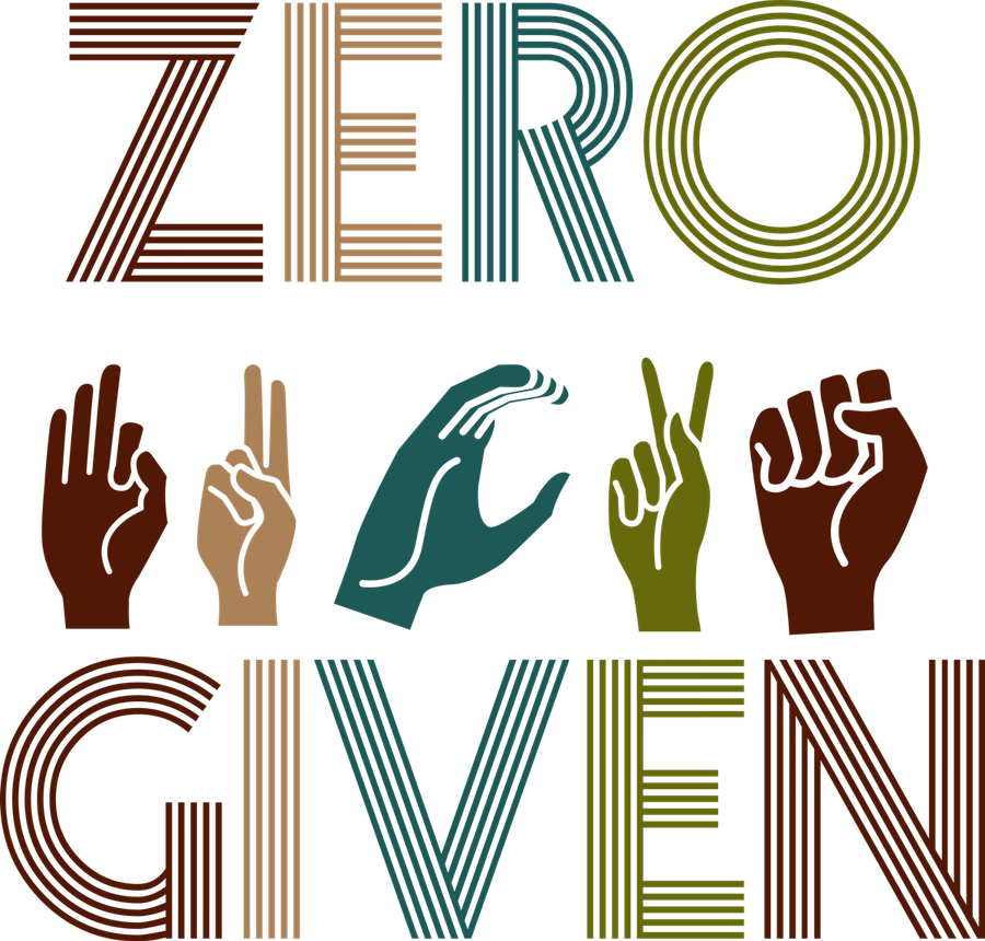 Zero Given Sign Language Ceramic Ornament: Design artwork — front