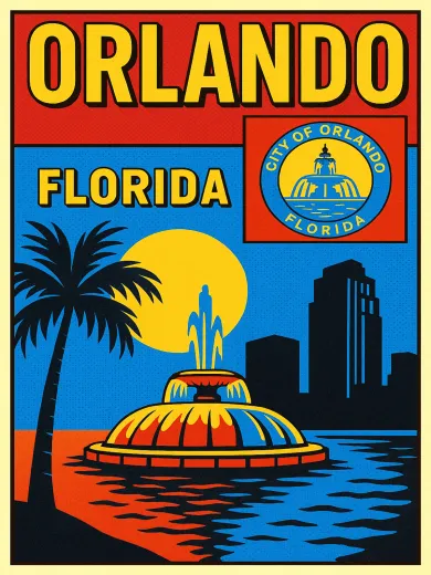 Orlando Florida Lake Eola Fountain Poster