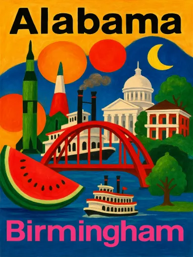 Alabama Birmingham Landmarks Poster