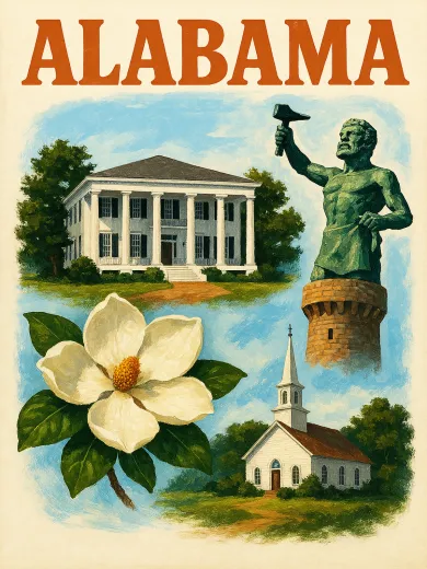 Alabama State Landmarks Poster