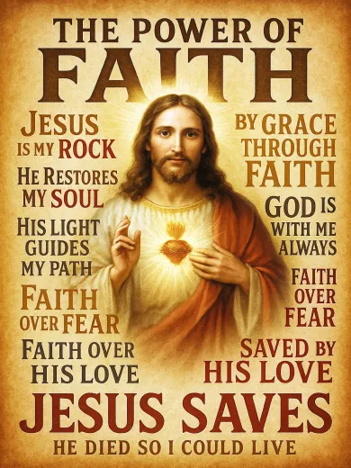 The Power of Faith Jesus Saves Poster