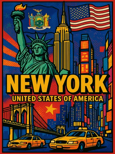 New York United States Skyline Poster