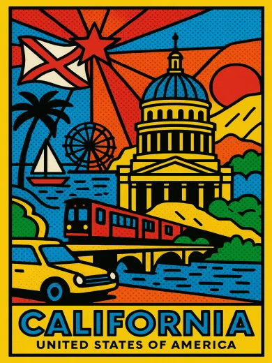 California United States Pop Art Poster