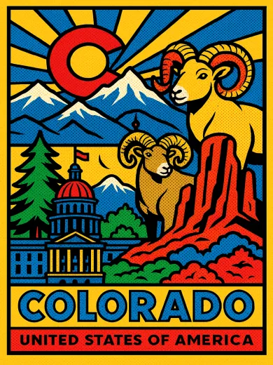 Colorado Mountain Wildlife Capitol Poster