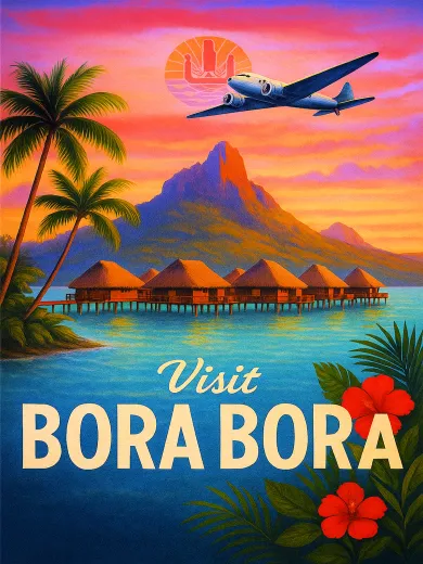 Visit Bora Bora Sunset Paradise Poster