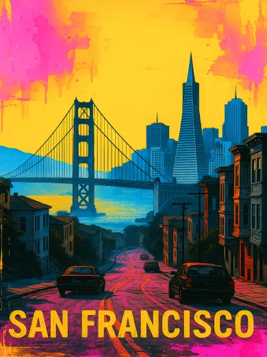 San Francisco Skyline Sunset Poster