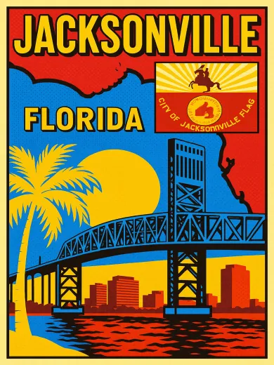 Jacksonville Florida Bridge Skyline Poster