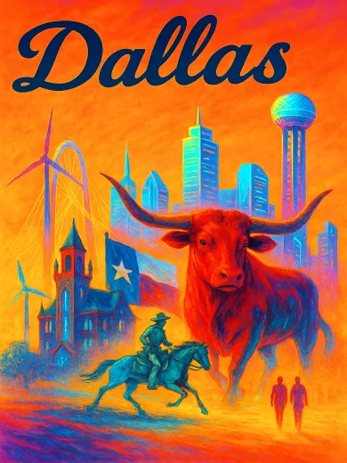 Dallas Skyline Longhorn Texas Poster