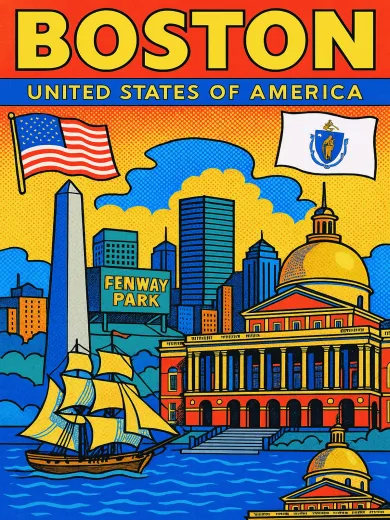 Boston United States of America Landmarks Poster